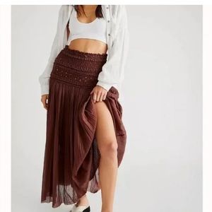 Free People One Mocha Java Ravenna Maxi Skirt Strapless Dress